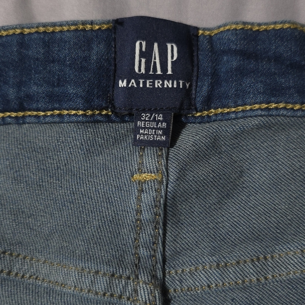 GAP Maternity Jeans, Inset Panel Girlfriend Jeans, Sz 32/14R, Medium Wash NWT - Picture 6 of 11